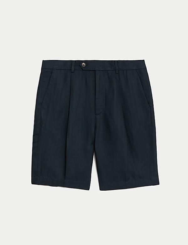 Linen Blend Single Pleat Shorts - GR
