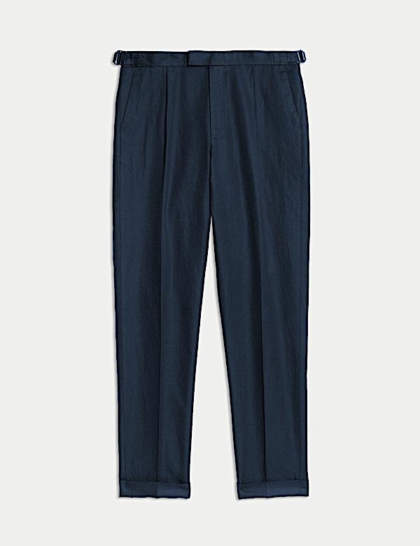 Linen Blend Single Pleat Smart Trousers - CA