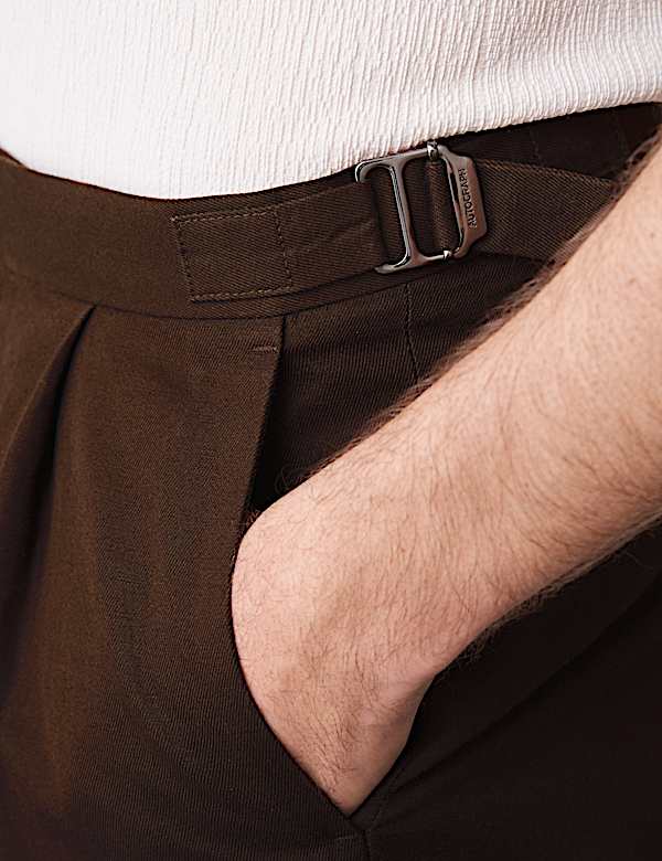 Pantalon habill&eacute; en lin m&eacute;lang&eacute; &agrave; un pli - CH