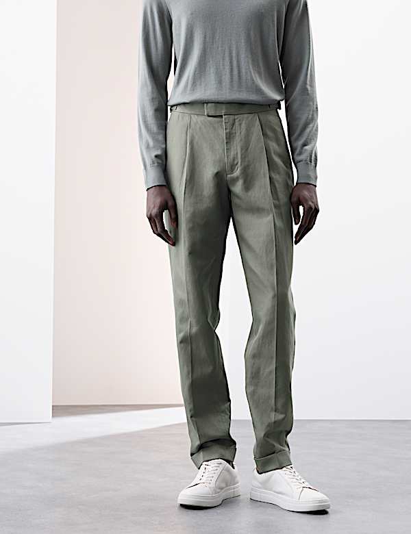 Linen Blend Single Pleat Smart Trousers - RO