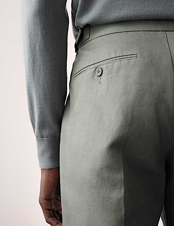 Linen Blend Single Pleat Smart Trousers - RO
