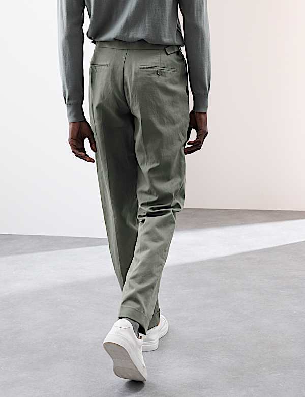 Linen Blend Single Pleat Smart Trousers - RO