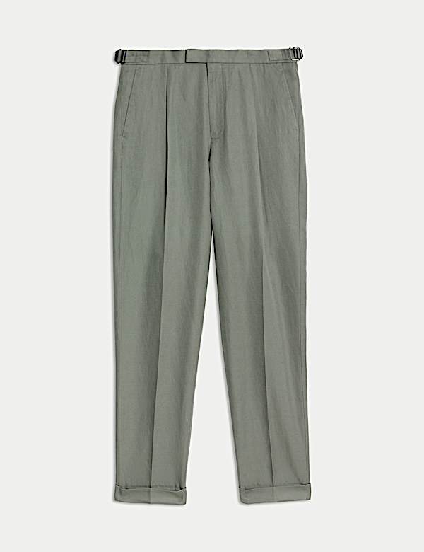 Linen Blend Single Pleat Smart Trousers - RO