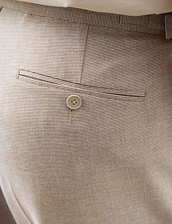 Schmal zulaufende Hose mit Bundfalte und Leinen - DE