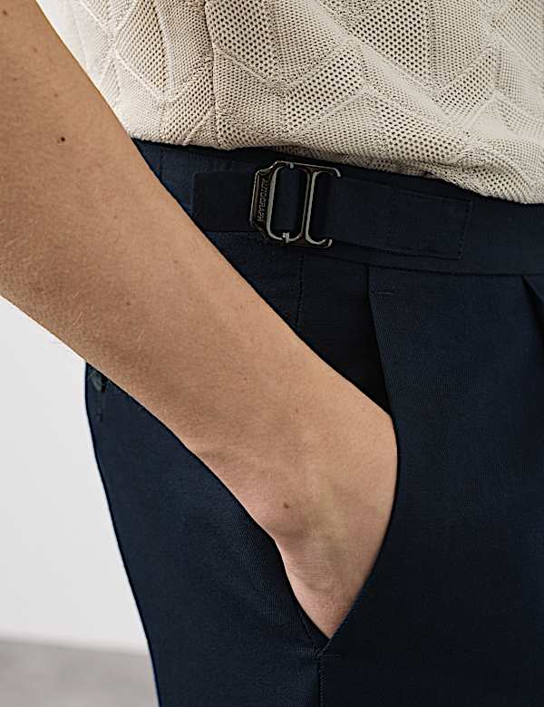 Tapered Fit Cotton Linen Blend Trousers