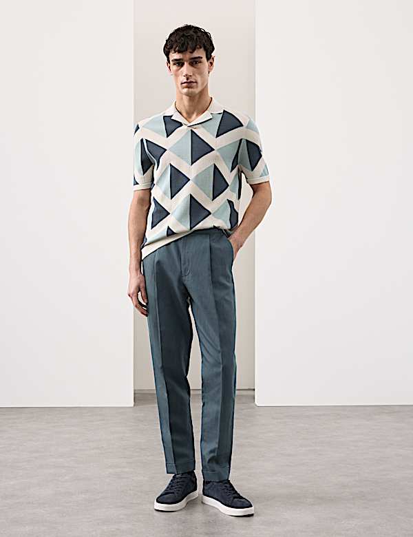 Tapered Fit Cotton Linen Blend Trousers
