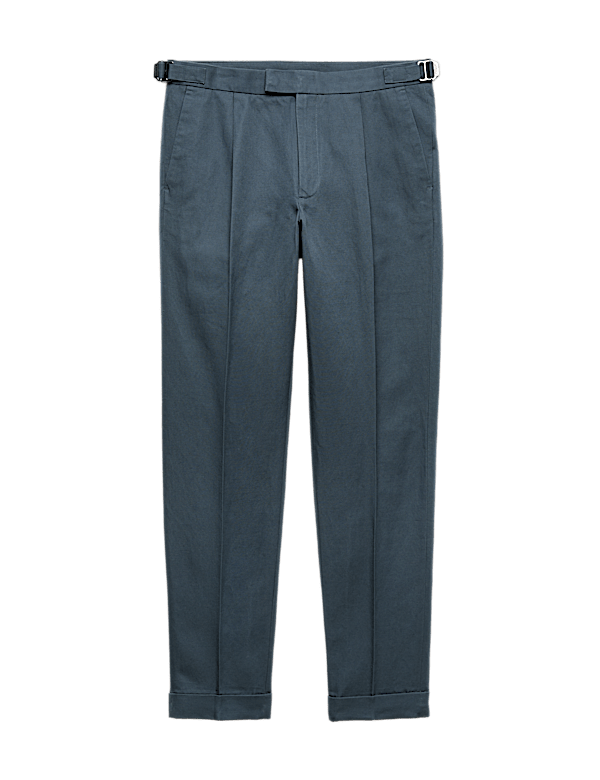 Tapered Fit Cotton Linen Blend Trousers