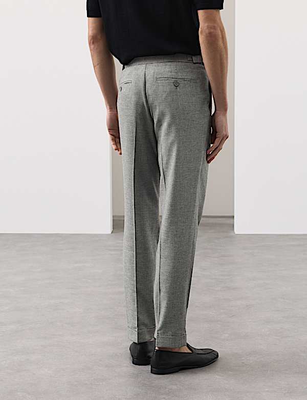 Tapered Fit Cotton Linen Blend Trousers - US