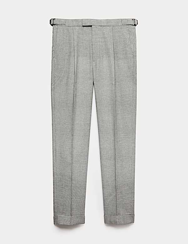 Tapered Fit Cotton Linen Blend Trousers - US