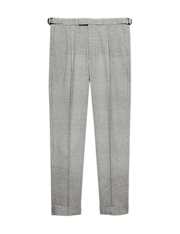 Tapered Fit Cotton Linen Blend Trousers