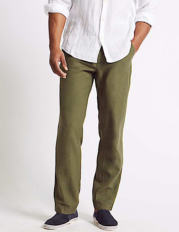 Regular Fit Linen Rich Trousers