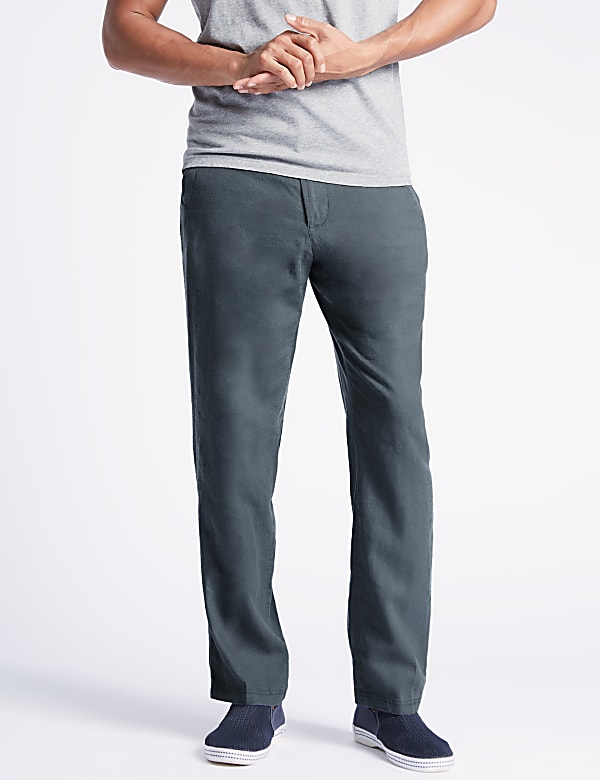 Regular Fit Linen Rich Trousers
