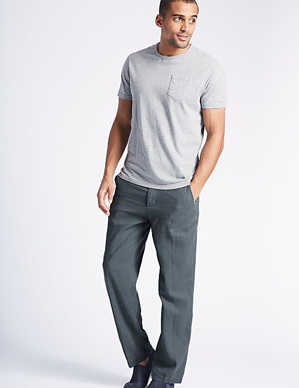 Regular Fit Linen Rich Trousers