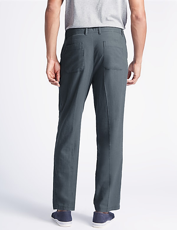 Regular Fit Linen Rich Trousers