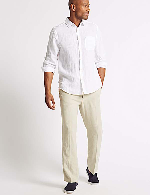 Regular Fit Linen Rich Trousers