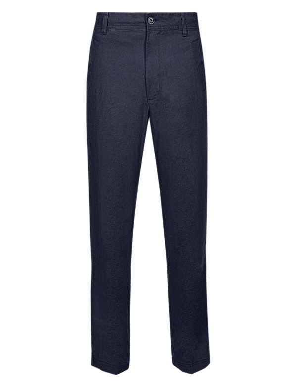 Regular Fit Linen Rich Trousers
