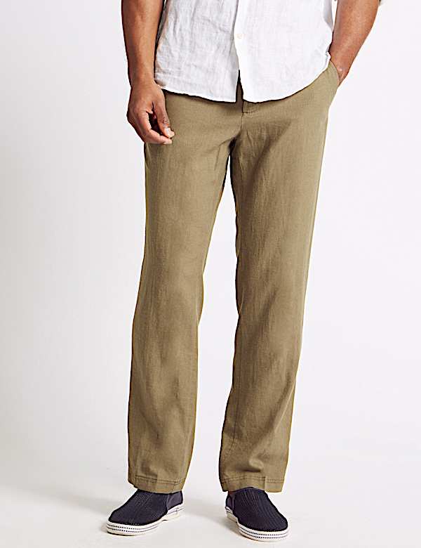 Regular Fit Linen Rich Trousers