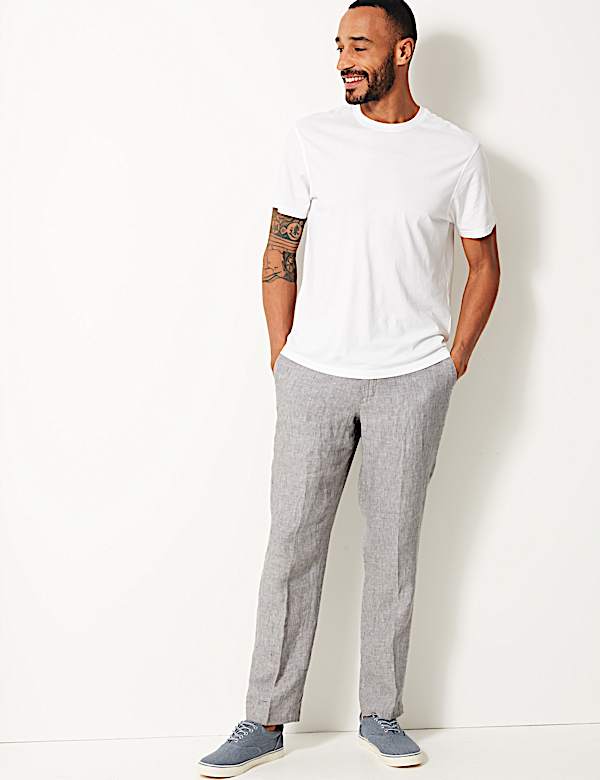 Tailored Fit Pure Linen Trousers