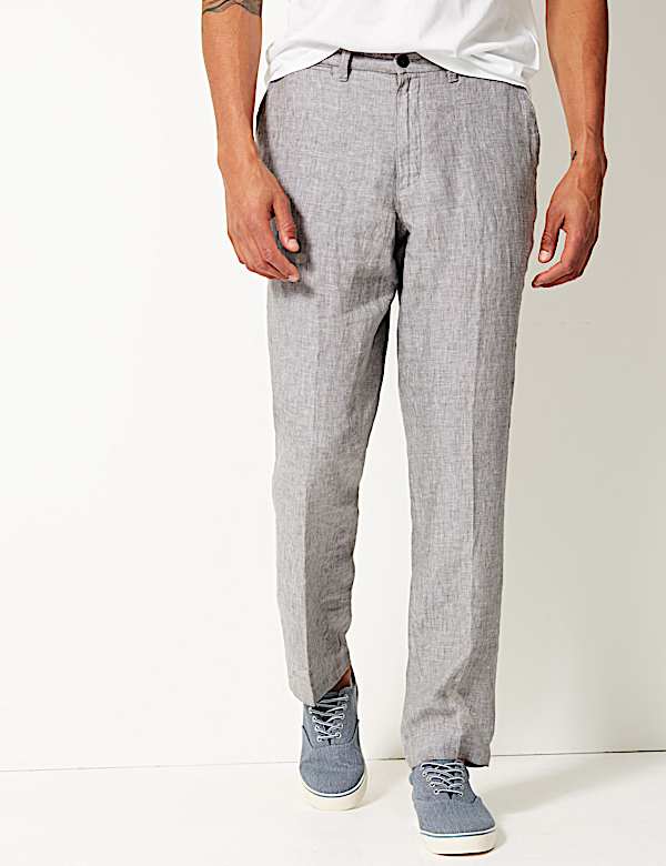 Tailored Fit Pure Linen Trousers