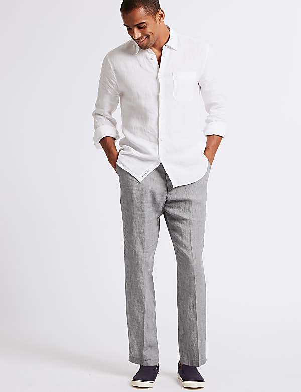 Tailored Fit Pure Linen Trousers