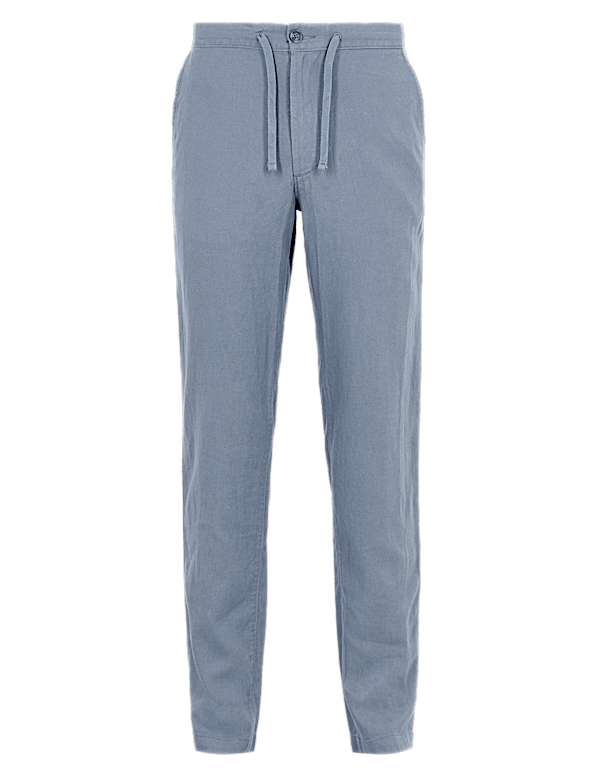 Linen Mix Plain Regular Fit Trouser