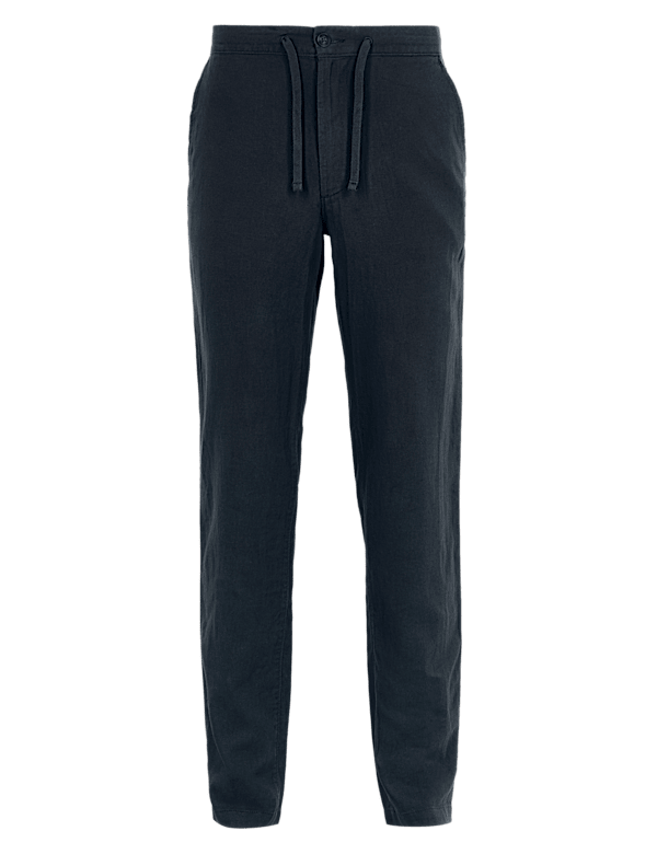 Linen Mix Plain Regular Fit Trouser