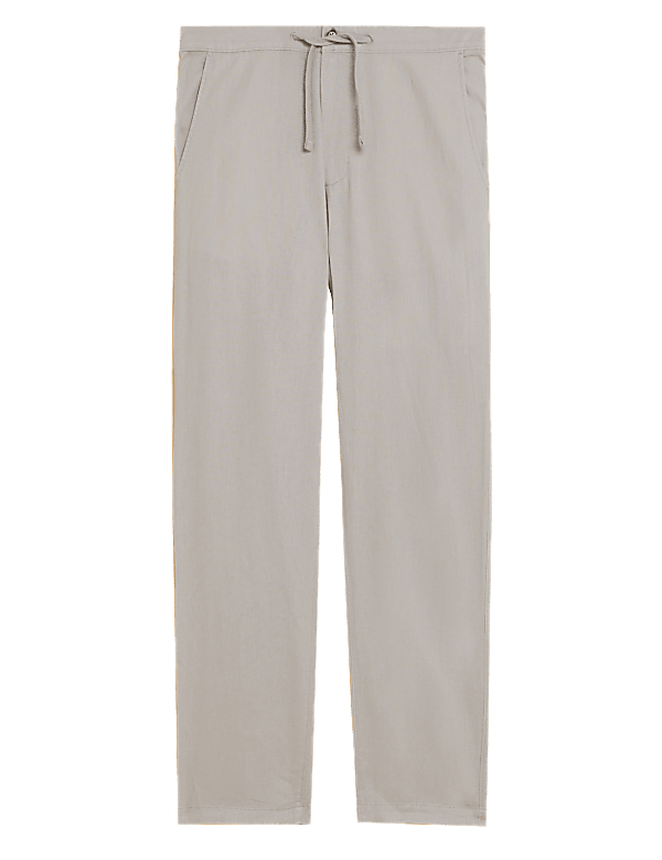 Linen Mix Plain Regular Fit Trouser