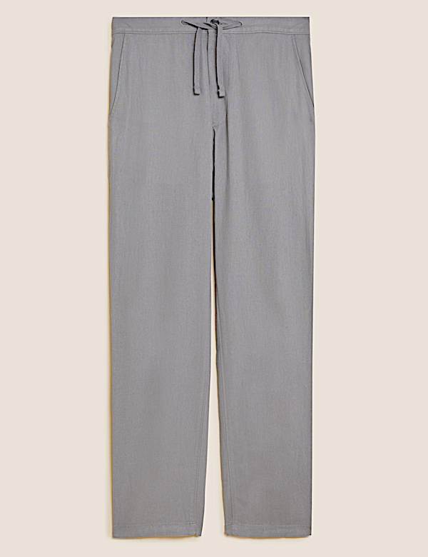 Linen Mix Plain Regular Fit Trouser
