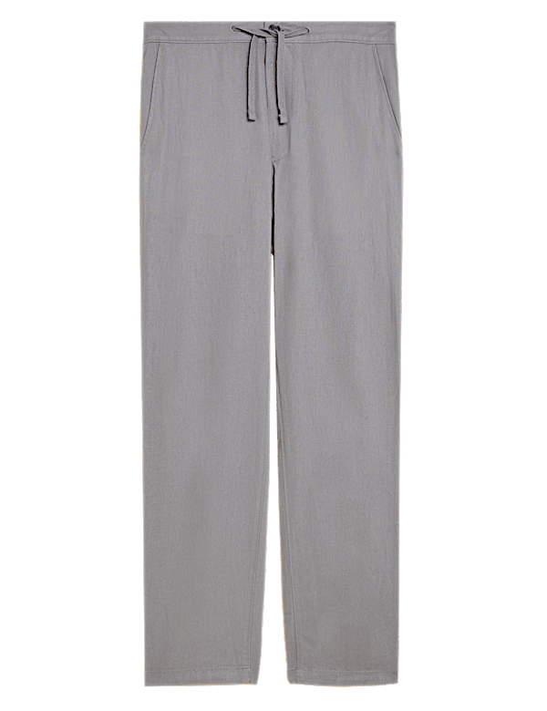 Linen Mix Plain Regular Fit Trouser