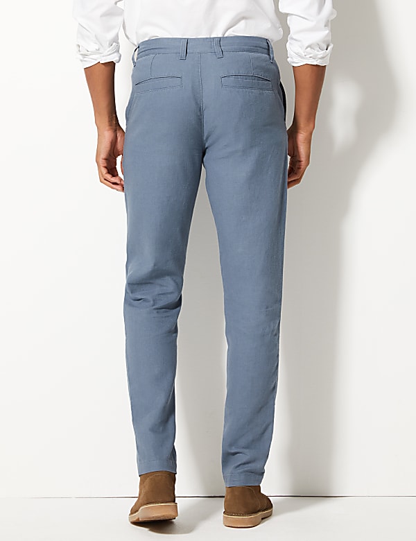 Slim Fit Linen Rich Trousers