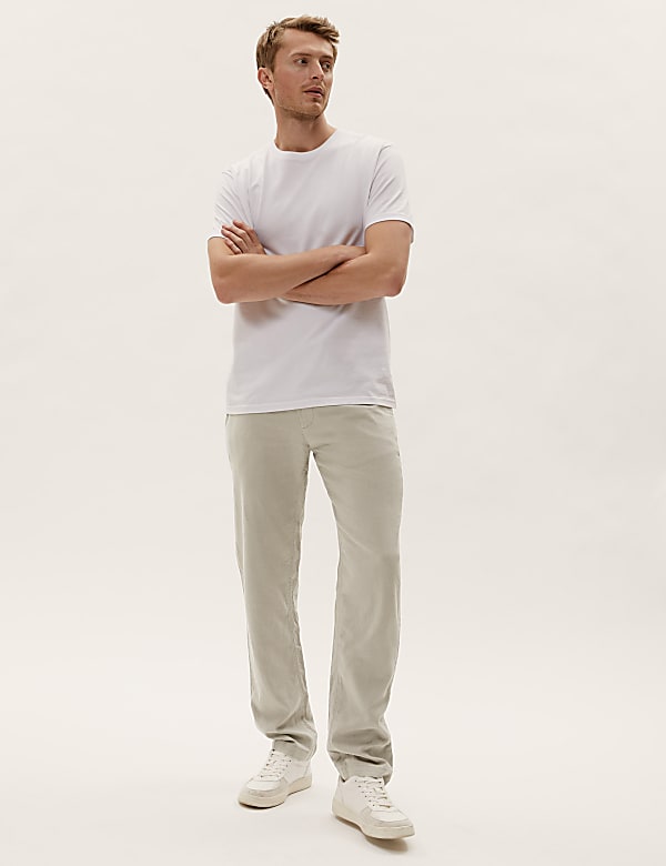 Buy Regular Fit Linen Trousers at Marks Spencer