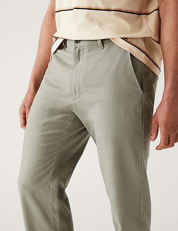 Linen Mix Plain Regular Fit Trousers