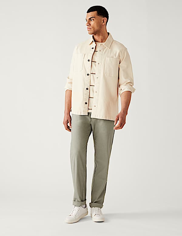 Linen Mix Plain Regular Fit Trousers