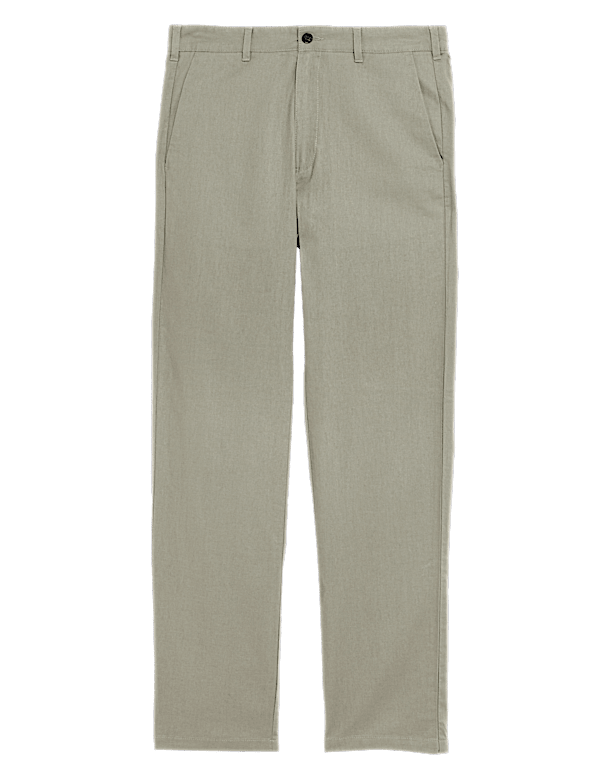 Linen Mix Plain Regular Fit Trousers