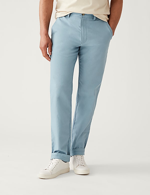 Linen Mix Plain Regular Fit Trousers