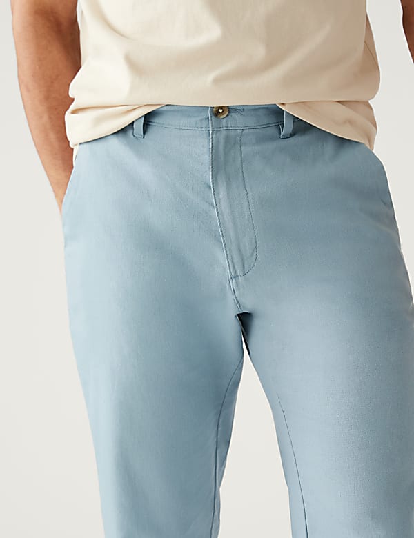 Linen Mix Plain Regular Fit Trousers