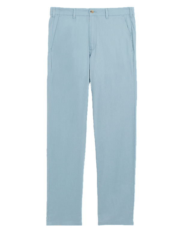 Linen Mix Plain Regular Fit Trousers