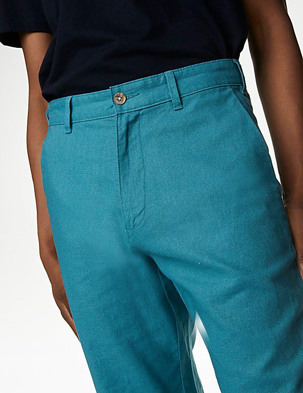 Linen Mix Plain Regular Fit Trousers