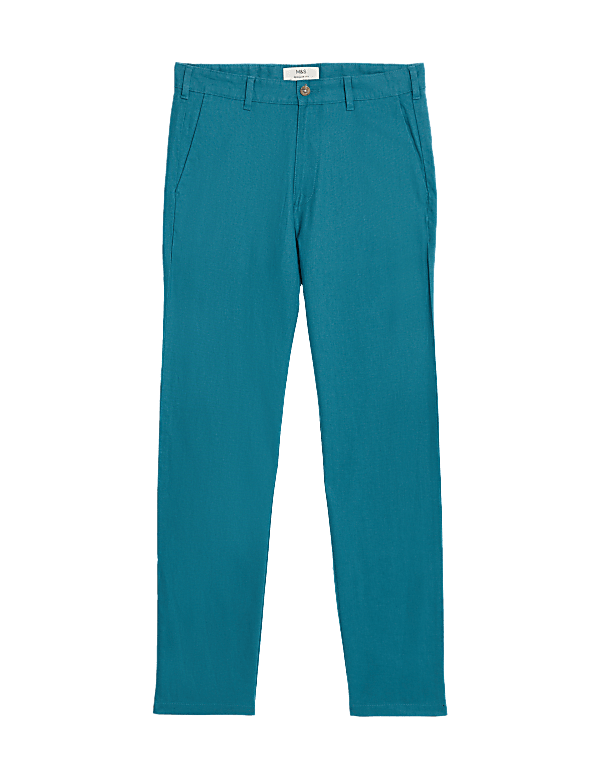 Linen Mix Plain Regular Fit Trousers