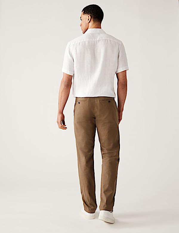 Linen Mix Plain Regular Fit Trousers