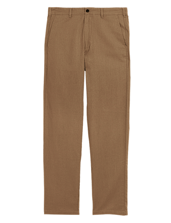 Linen Mix Plain Regular Fit Trousers