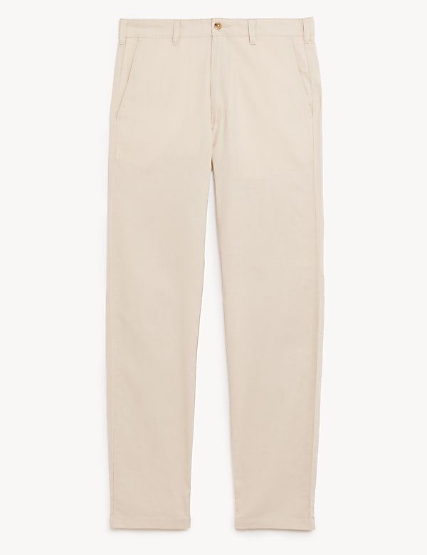 Linen Mix Plain Regular Fit Trousers
