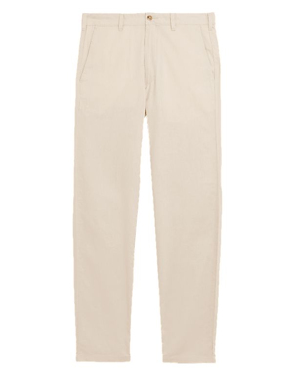 Linen Mix Plain Regular Fit Trousers