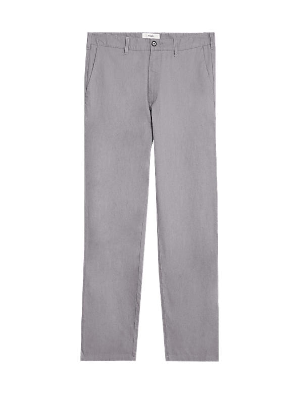 Linen Mix Plain Regular Fit Trousers