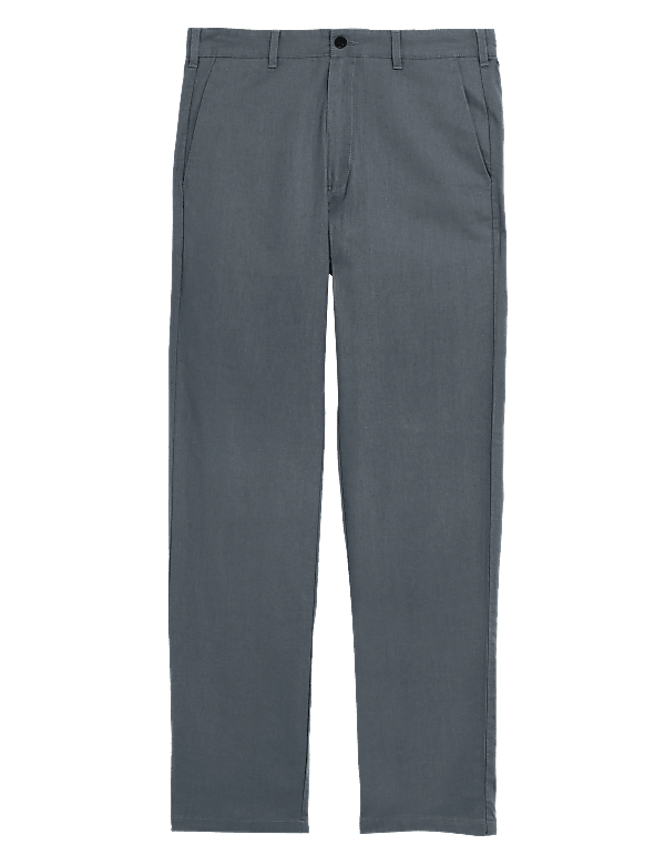 Linen Mix Plain Regular Fit Trousers