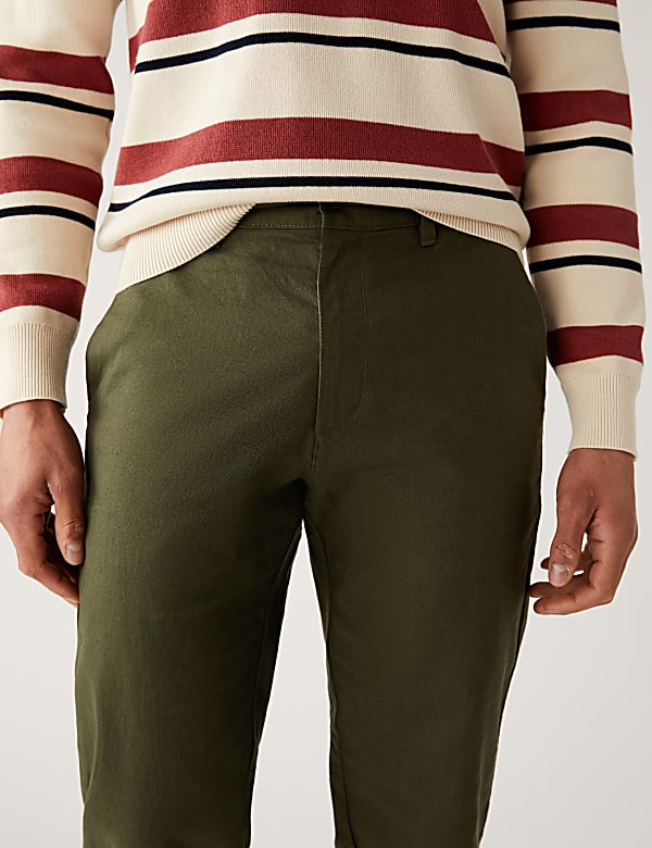Linen Mix Plain Regular Fit Trousers