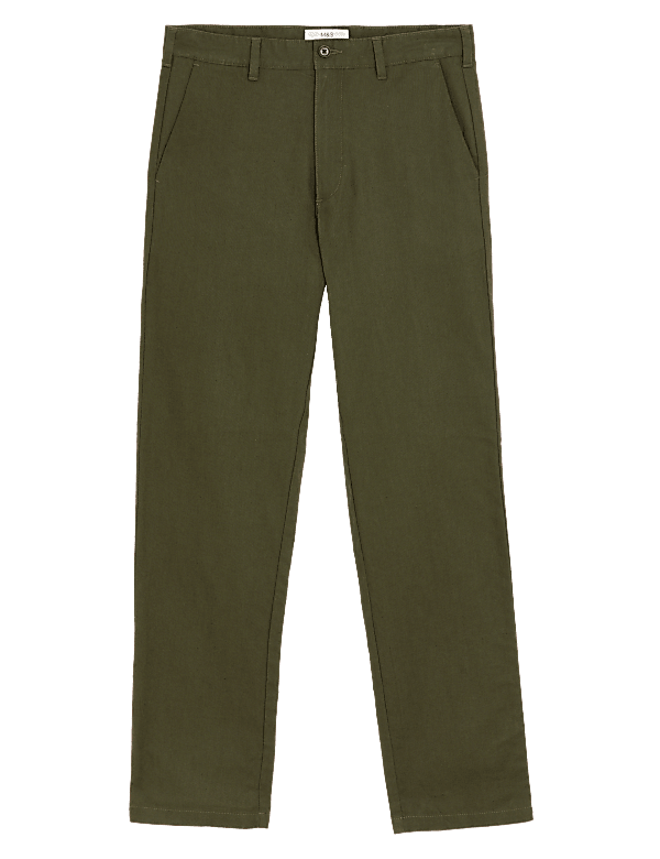 Linen Mix Plain Regular Fit Trousers