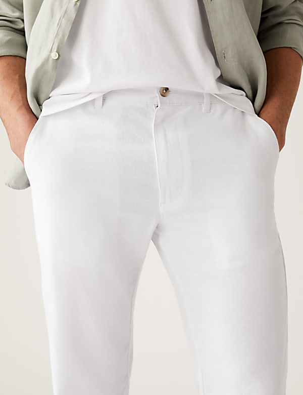 Linen Mix Plain Regular Fit Trousers