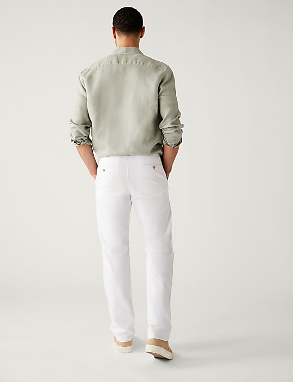 Linen Mix Plain Regular Fit Trousers