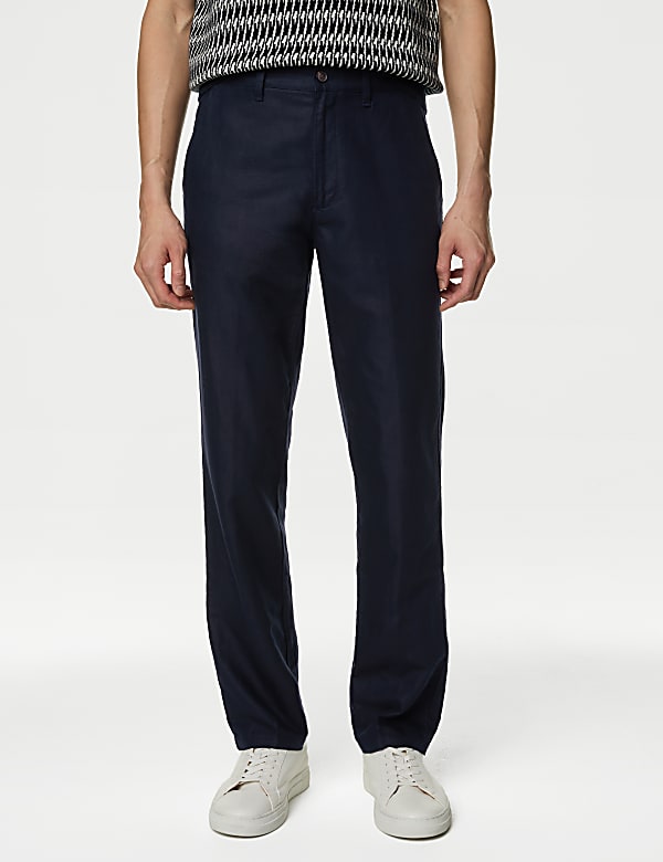 Regular Fit Linen Blend Trousers - SE